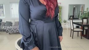 Blue dress Goddess worship stroke and pay for your release