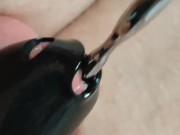 Inserting steel plug into urethra hole
