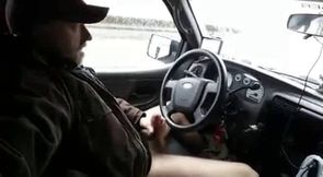 Big-Cock Daddy Strokes in Car