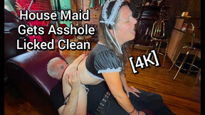 Submissive Grandpa Licks Dominant Maid's Asshole Clean