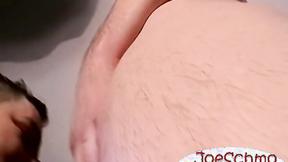 ”A bald ebony dude with a heavy shaft rubbing it til he cums”