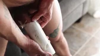 Gay Hunk Pleasures Himself with Homemade Clone Dildo