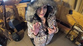 mega milf milfycalla gets a load of cum on puffy jacket!