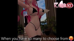 Vtuber gets so wet posing in tiny bikini! Catgirl shows all her curves for you!