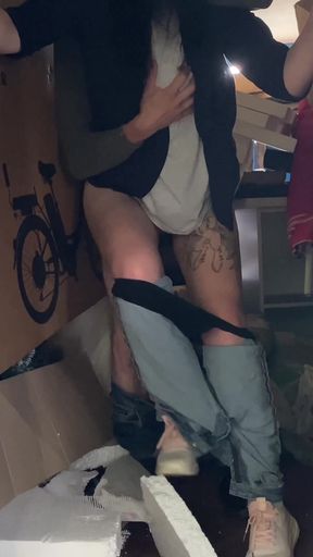 A warehouse worker fucked the manager hard right there on the boxes and put her in her place   Clip 2
