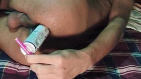 Gay Huge Ass Gape with Homemade Dildo