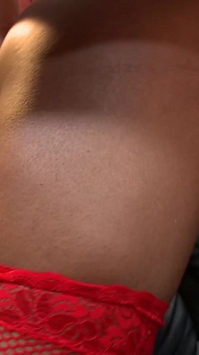 Memorable moment from "Lovely black chick gets her hands on a big white dick"