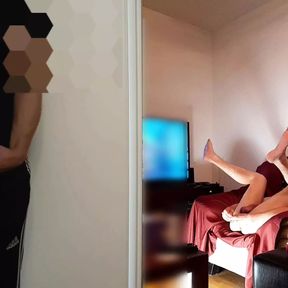 Caught my hot straight roommate secretly masturbating while I fuck my ass on gay livestream webcam