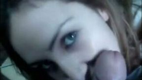 Kinky brunette beautiful girlie with cute eyes sucked my dick dry