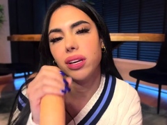 Mistress Angelica Dildo Blowjob And Standing Masturbation