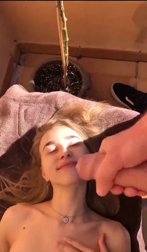 Amateur teen with cute boobs shows off her tits at home