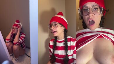 Busty brunette Waldo bounces on it after you find her lonely and feral