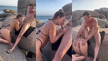 My meek cuckold husband took me to the nudist beach to see me being fucked by another male without a condom