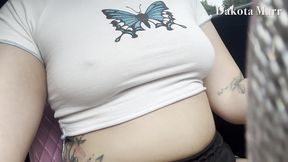chubby dakota marr risky masturbation in public while driving