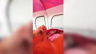 Twink jerks off in a tent during a solo camping trip