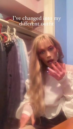 Hot sissy in pantyhose preparing for hard tool