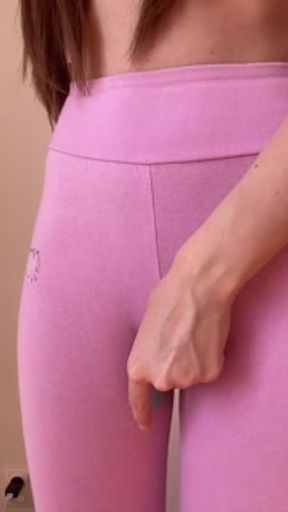 Young Russian (+18) with Camel Toe in Pink Leggings