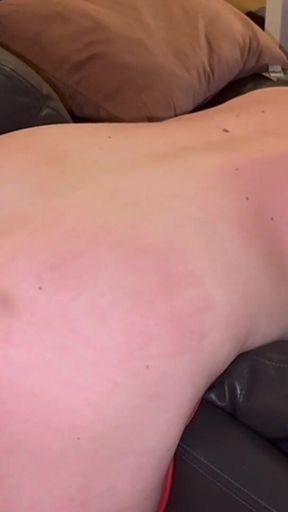 Fixed to Sofa for Hard Spanking, Flogging and Whipping