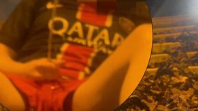 amateur boy in football gear caught wetting himself in the street