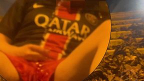 amateur boy in football gear caught wetting himself in the street