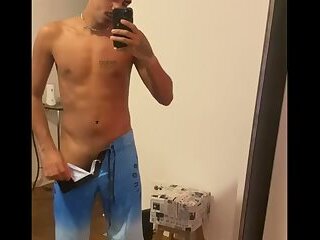 big dick showing off in the mirror