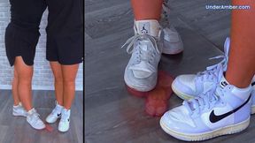 201. Pressing Your Cock & Balls Flat Under Plexiglass & Our Nike Jordans - Split Cam - Trample Trampling CBT Ballbusting Trainers Trainer Crush