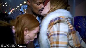 Passionate threesome sex with two hrony gingers and their new black friend!