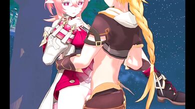 Linnea and Aether take hardcore sex outdoors in Genshin Impact hentai