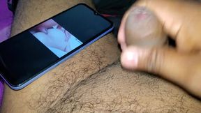 JAV idol jerks off while watching porn