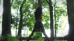 Bondage and BDSM teen 18+ punished and fucked outdoors