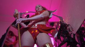 BDSM Mistress Pvc Gold Red Vinyl Toys Dick Fetish Boots Femdom