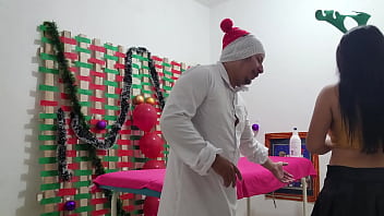 Yours is so big and thick! At first, the bitch couldn'_t handle my thick cock, but in the end, I fucked her like a whore. A special fuck during a Christmas massage at the massage parlor.