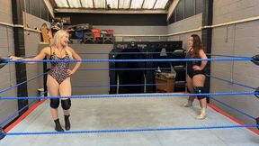 Blonde vs brunette (lift and carry, bear hugs, foot chokes and Suplex)