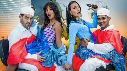 A Little Slut and Her Dirty Stepmom Swapping Cocks at Work