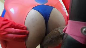 Big Ass Sissy in Asuka Cosplay Anal Fucked with BBC Dildo and Plugged