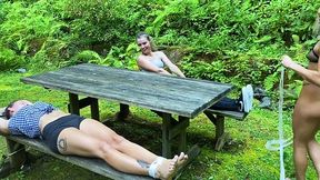 Outdoor Bound losers get SPANKED and TIED up while Models explore winning