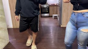 he visits his friend and is greeted by big ass s wife. they are left alone!