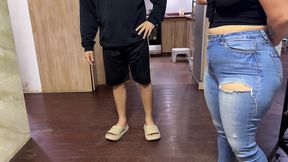 he visits his friend and is greeted by big ass s wife. they are left alone!