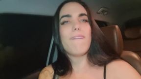 Busty Ts ended up fucking her gym instructor in the car & creampied him