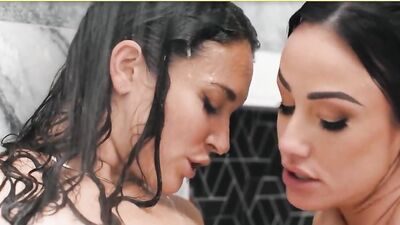 Lez Be Bad - Petite Katrina Colt Fills Milf Jennifer White'S Ass With Milk Then Screw Her In Shower