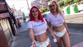 Chrissy Morgan + Roxi Keogh wear nappies in public! | (August 2022)