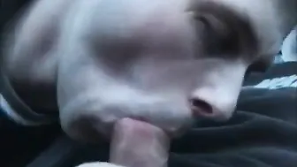 Amateur Gay Blowjob in Van Ends with Throat Cumshot
