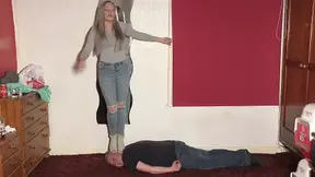 Sophie Dancing On His Head in Her Ankle Boots