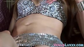 Gorgeous Asian shemale in a self love session with her cock
