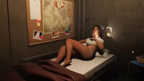 Lara Croft was masturbating in her cabin, but suddenly a storm started... 3D Hentai Game