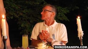 Pervert Anastaisa craves old cocks and warm cum