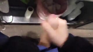 Risky Jerk Off at Work Cumming at the Bar45