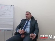 Teamlocked Boss smokes cigar & explains that all chastity workers will suck off managers PREVIEW