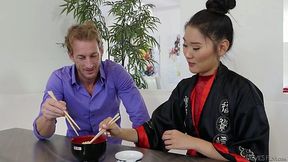 Attractive Asian babe Katana gives the best ever blowjob before crazy sex