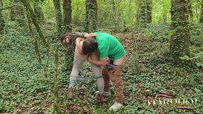 It's Autumn My Lover Fucks My Ass Hard Against a Tree in the Forest with Deep Throat and Squirt